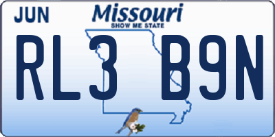 MO license plate RL3B9N