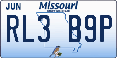 MO license plate RL3B9P