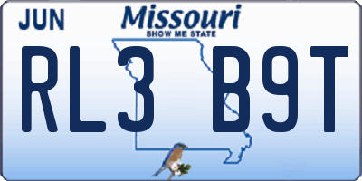 MO license plate RL3B9T