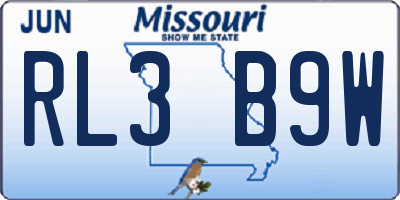 MO license plate RL3B9W