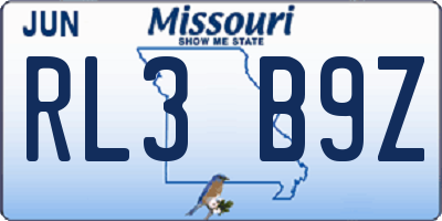 MO license plate RL3B9Z