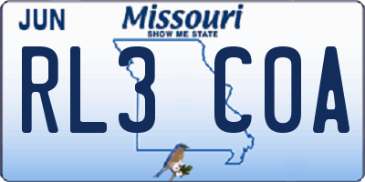 MO license plate RL3C0A