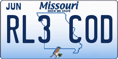 MO license plate RL3C0D