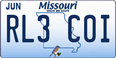MO license plate RL3C0I