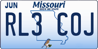 MO license plate RL3C0J