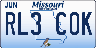 MO license plate RL3C0K