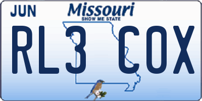 MO license plate RL3C0X