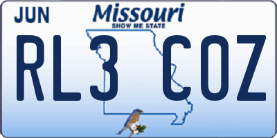 MO license plate RL3C0Z