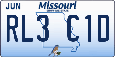 MO license plate RL3C1D