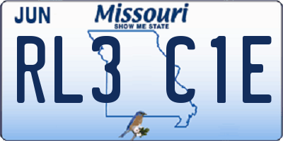 MO license plate RL3C1E