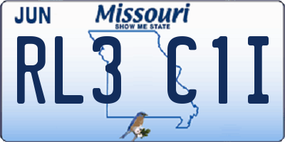 MO license plate RL3C1I
