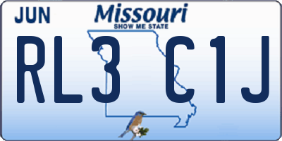 MO license plate RL3C1J