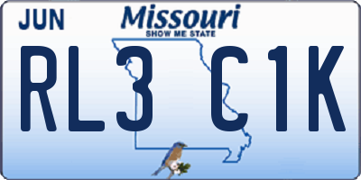 MO license plate RL3C1K
