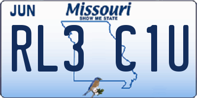 MO license plate RL3C1U