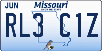 MO license plate RL3C1Z