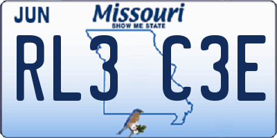 MO license plate RL3C3E