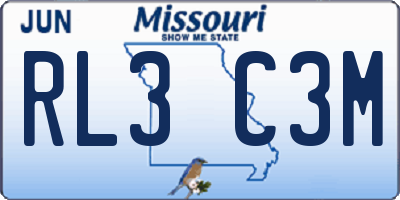 MO license plate RL3C3M