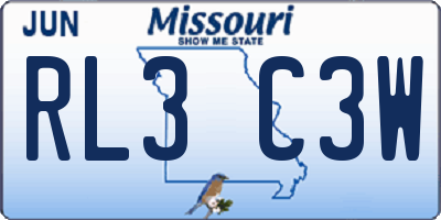 MO license plate RL3C3W
