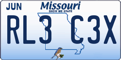 MO license plate RL3C3X