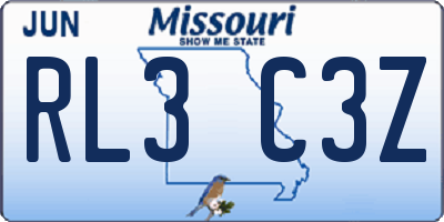 MO license plate RL3C3Z