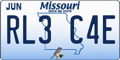 MO license plate RL3C4E