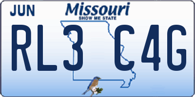 MO license plate RL3C4G