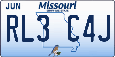 MO license plate RL3C4J