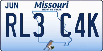 MO license plate RL3C4K