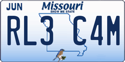MO license plate RL3C4M