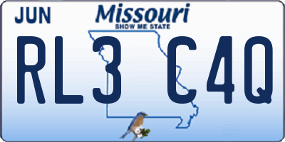 MO license plate RL3C4Q