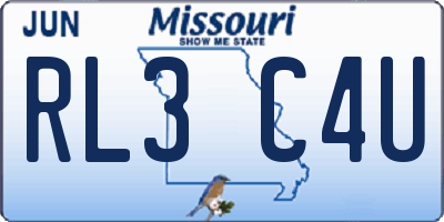 MO license plate RL3C4U