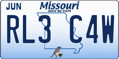 MO license plate RL3C4W