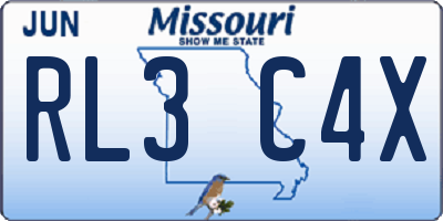 MO license plate RL3C4X