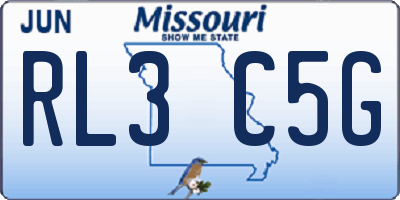 MO license plate RL3C5G