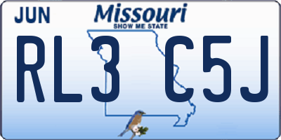 MO license plate RL3C5J