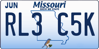 MO license plate RL3C5K