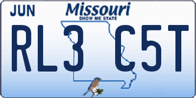 MO license plate RL3C5T