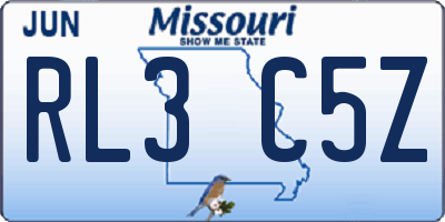 MO license plate RL3C5Z