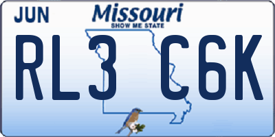 MO license plate RL3C6K