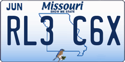 MO license plate RL3C6X