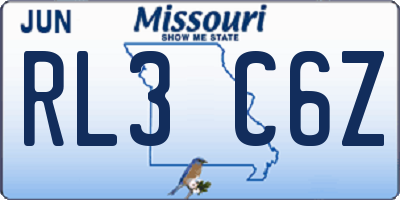 MO license plate RL3C6Z