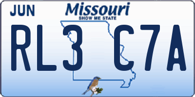 MO license plate RL3C7A