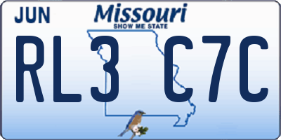 MO license plate RL3C7C