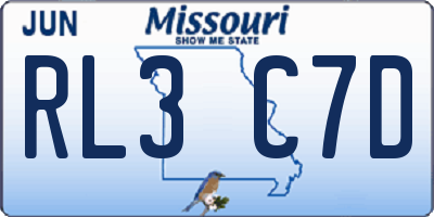 MO license plate RL3C7D