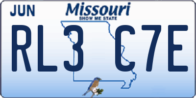 MO license plate RL3C7E