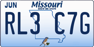 MO license plate RL3C7G
