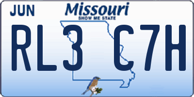MO license plate RL3C7H