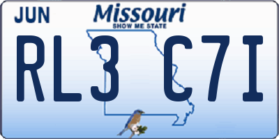 MO license plate RL3C7I