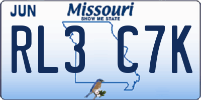 MO license plate RL3C7K