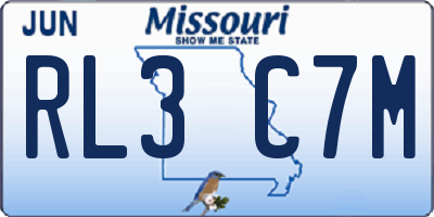 MO license plate RL3C7M